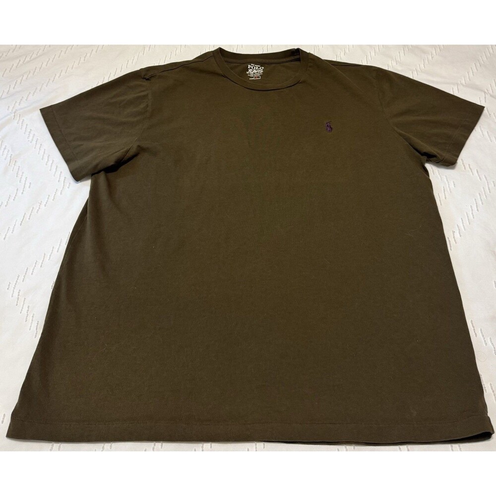 Polo Ralph Lauren Men's Large Green Crew Neck Short Sleeve Cotton Knit Logo Tee